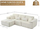 HYJT-H&K Modular Sectional Sofa Cloud Sectional Couch, 107" Comfy Fluffy L Shaped White Couches for Living Room, Deep Seat Memory Foam Plush Corduroy Boneless Couch Sectionals Left Facing Chaise Sofa by CozyNest Decor