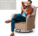 Outdoor Swivel Rocker Patio Chairs - 360 Degree Swivel Glider Seating 350LBS Weight Capacity 3 Piece Wicker Rocking Chairs Set with Side Table for Porch Balcony Deck, Yellow/Beige by GreenHaven Gardens
