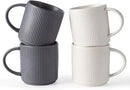 famiware Coffee Mug Set for 4, Star 12 oz Catering Mugs Cup Set with Handle for Coffee, Tea, Cocoa, Milk - Ceramic Stoneware Drinkware Set, Matte White + Matte Black by CozyNest Decor