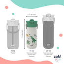 Zak Designs Harmony Kid Water Bottle for Travel or At Home, 14oz Stainless Steel is Leak-Proof and Vacuum Insulated (Dinosaur) by TinyTreasures Baby Boutique