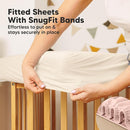Waterproof Crib Mattress Protector Cover Fitted - 2-Pack Quiet Baby Crib Mattress Pad Sheets, 52" x 28" Soft Quilted Cotton Baby Sheet, Machine Washable, Easy Fit, Durable (Cameo/Mavy) by TinyTreasures Baby Boutique