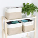 Kntiwiwo Foldable Storage Bin Collapsible Basket 12" x 10" x 9.5" Cube Storage Organizer Bins with Dual Carry Handles for Home Closet Shelves Drawers Organizer, Set of 3, Beige by CozyNest Decor
