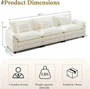 URRED Modular Sectional Sofa Comfy Cloud Couch, Modern Chenille Sofa Sleeper Deep Seat Couches with Ottoman/Pillows for Living Room (White, 117'') by CozyNest Decor