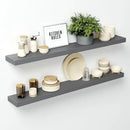 Homeforia Gray Floating Shelf 48 inch, High End Solid Real Wood 48inch Floating Shelves for Wall Mounted, Grey Wooden 48 inches Long Floating Shelves, Heavy Duty Bracket, 48 X 6.5 X 1.75 in, Set of 2 by CozyNest Decor
