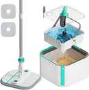Upgraded Spin Mop and Bucket Set Self-Standing Mop Bucket Separate Dirty and Clean Water System Self Wringing 360° Rotating 90° Foldabl Mops and Buckets for Floor Cleaning (Blue, 2Pads) by CozyNest Decor