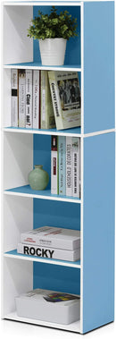 Furinno Luder Bookcase / Book / Storage , 5-Tier, White / Light Blue by TinyTreasures Baby Boutique