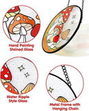 Tuitessine Mushroom Stained Glass Suncatcher Moon Toadstools Window Wall Hanging Ornament Hand-Painted Glass Panel Decor for Home Gift for Nature Plant Mushroom Lovers 6.3"*6.3"
