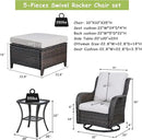 Outdoor Wicker Patio Furniture Set - 5 Pieces Rattan Patio Conversation Set with 2 Rocking Swivel Chairs,2 Ottomans and 1 Side Table for Porch Deck Backyard Garden(Brown/Beige) by GreenHaven Gardens