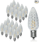 25Pack C9 Christmas LED Light Bulbs, Strawberry Replacement Bulb 2200K Warm White Shatterproof & Waterproof Outdoor String Light Bulbs, E17 Candelabra Base Edison Bulbs for Holiday Decoration by GreenHaven Gardens