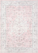 LIVEBOX Pink 5x7 Area Rug for Bedroom Girls, Boho Washable Rugs for Living Room Nursery, Non-Slip Indoor Soft Carpet Low-Pile Farmhouse Carpets for Dining Room Kids Playroom, Pink by TinyTreasures Baby Boutique