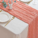 Sioloc 1 Pack Peach Coral Cheesecloth Table Runner Fall Autumn Decor for Home 10ft Table Cloth for Tea Wedding Birthday Party Baby Bridal Shower Halloween Thanksgiving by CozyNest Decor