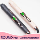 ANGENIL Pro Twist Flat Iron Hair Straightener, 2 in 1 Straightener and Curling Iron for Women, Round Pink Dual Voltage Hair Straightener with Silicone Heat Resistant Mat, 20s Fast Heating, LCD Display by CozyNest Decor
