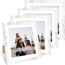12x12 Picture Frame Set of 4, 12 x 12 Wood Photo Frames with Mat for 10x10 or 30x30cm Diamond Painting Art, Wooden Frame with Real Glass Cover for Wall and Tabletop Display,Distressed White by CozyNest Decor