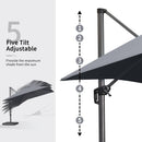 PURPLE LEAF 9' X 11.5' Patio Umbrella Outdoor Cantilever Rectangle Umbrella Aluminum Offset Umbrella with 360-degree Rotation for Garden Deck Pool Patio, Light Grey by GreenHaven Gardens