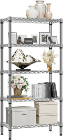 1250 lbs 5 Tier Shelf Metal Storage Shelves Shelving Wire Rack Heavy Duty Closet Organizers for Garage Kitchen Bathroom Laundry Chrome 13.8" D x 29.5" W x 59.5" H by CozyNest Decor