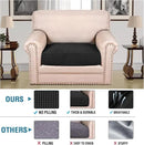 H.VERSAILTEX Super Stretch Individual Seat Cushion Covers Sofa Covers Couch Cushion Covers Slipcover Sets Thick Jacquard Textured Twill Fabric (1 Piece Chair Cushion Cover, Black) by CozyNest Decor