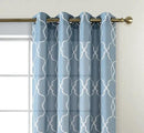 Miuco Moroccan Embroidered Semi Sheer Curtains Faux Linen Grommet Curtain Set for Bedroom 52 x 95 Inch, Dusty Blue by CozyNest Decor