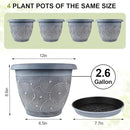 12 Inch Large Planter Pot for Plants Indoor Outdoor, 4 Pack Plastic Flower Pots with Drainage Hole & Tray, Modern Decorative Garden Pot with Saucer, Plant Container for House by CozyNest Decor