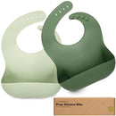KeaBabies 2-Pack Silicone Baby Bibs for Eating - Sturdy Food-Grade Silicone Bibs for Babies Girl, Boy, Large Food Catcher, Clean & Put On Easily, Waterproof Toddler Feeding Essentials (Forest) by TinyTreasures Baby Boutique