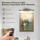 Battery Operated Picture Lights for Wall, Wireless Painting Lights Dimmable Artwork Lighting with Remote and Timer, Rechargeable Art Lights for Paintings-Brushed Grey 16'' inch Warm White by CozyNest Decor