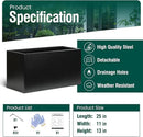 Galvanized Steel Metal Planter Rectangular Indoor Black Planter Box Large Outdoor Planters Steel 25" Lx 11" W x 13" H Commercial Residential for Patio, Deck, Garden by GreenHaven Gardens