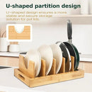 Bamboo Pot Lid Organizer, Adjustable Kitchen Organizer for Cabinet, Expandable Pot and Pan Storage Rack, Kitchen Organization for Lids, Bakeware, and Cutting Boards by CozyNest Decor