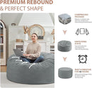 3FT Bean Bag Chair, Comfy Bean Bag Chairs with Memory Foam Filled, Fluffy Beanbag Sofa with Dutch Velvet Cover, Round BeanBag Chairs for Living Room, Playroom - Light Grey by TinyTreasures Baby Boutique