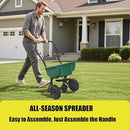 60LB Walk-Behind Broadcast Spreader for Seed,Fertilizer,Salt,Ice Melt, Fertilizer Spreader with Adjustable Drop Rate, Seed Spreaders for Lawns by GreenHaven Gardens
