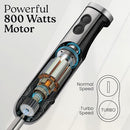 Zulay 4-in-1 Immersion Stick Mixer Hand Blender - 800 Watts, 12 Speeds, 5-ft Power Electric Cord, Handheld Portable, Stainless Steel Blades - With Whisk, Frother & Stick Blender Attachments - Black by TinyTreasures Baby Boutique