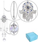 Hanging Crystal Blue Evil Eye Protection Pendant Hamsa Hand Suncatcher Angel Wing Decor Prism Sun Catchers Indoor Window Decoration Charm by GreenHaven Gardens