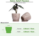 6 Inch Retro Ceramic Planter Set of 2 with Drainage Hole and Saucer for Plants, Indoor-Outdoor Garden Pots for Succulent, Orchid, and Flower (Fits Inner Pots Up to 5 Inches, Retro Peach) by CozyNest Decor