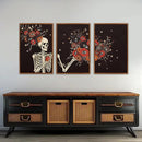 KAIRNE Gothic Skull Wall Art,Halloween Skeleton Canvas Set of 3(16”x24”),Scary Skull Painting,Horror Floral Botanical Prints,Romantic Spooky Halloween Wall Art for Living Room Bedroom Goth Party Decor by CozyNest Decor