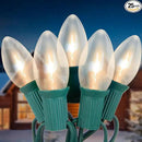 C9 Clear Christmas String Lights 25Ft C9 Outdoor Lights String with 26 Clear Bulbs, Hanging Christmas Roofline Light Patio Lights for Outdoor Decor 7 Watt C9/E17 Intermediate Base-Green Wire by GreenHaven Gardens
