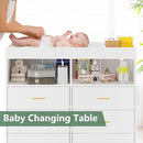 GarveeHome Dresser for Bedroom with 6 Drawers, Baby Changing Table Dresser with Changing Pad, LED Lights & Charging Station, Baby Changing Station with Changing Table Top, White by TinyTreasures Baby Boutique