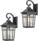 Outdoor Light Fixture 14 Inch Height Outside Wall Lights Black Finish and Water Ripple Glass Exterior Lights for House Garage Porch and Garden E26 Socket 2-Pack by GreenHaven Gardens