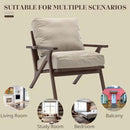 Wahson Set of 2 Mid Century Arm Chairs and Ottomans, Upholstered Accent Armchair with Wood Frame and Canvas Cushions, Leisure Slipper Chair for Living Room/Bedroom, Beige by CozyNest Decor