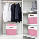 13x13 Cube Storage Bins, Collapsible Fabric Storage Box, 4 Pack Closet Baskets with Handles for Organizing, Shelf, Toys, Clothes, Home, Office, Nursery (Pink&White) by CozyNest Decor