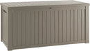 200 Gallon Coffee Resin Deck Box - Rustic Wood-Look, Waterproof & Lockable Outdoor Storage for Garden Tools, Patio Essentials - All-Weather Container for Farmhouse Decks, Backyards by GreenHaven Gardens