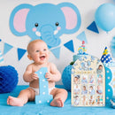 R HORSE My First Year Photo Display Wood Board - 3D Blue Elephant Baby's First Year Picture Frame, 12 Months Milestone Board Neutral Baby Keepsake Gift 1st Birthday Nursery Decor for Boy Girl by TinyTreasures Baby Boutique