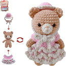 LoopMap Crochet Kit for Beginners - DIY Amigurumi Bear with Removable Dress & Accessories - Step-by-Step Video Tutorials, Extra Yarn, Crochet Tools, Handmade Gift for Kids & Adults (Bear K02, Pink) by TinyTreasures Baby Boutique
