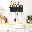 Shelf with Hooks, Coat Rack Wall Mount with 6 Double Metal Hooks, 17 Inch Farmhouse Wall Hooks with Shelf, for Entryway, Bathroom, Kitchen, Black by CozyNest Decor