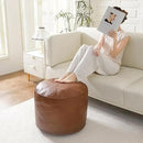 HIGOGOGO Round Stuffed Pouf Ottoman, Pu Leather Poufs with Foam Chunk Filling Foot Stool Storage Ottoman, 26 X 18 Floor Poufs Foot Rest for Living Room, Brown by CozyNest Decor
