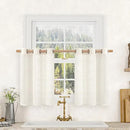 LAMIT Short Sheer Linen Curtains 30 inches Long, Bronze Grommet Linen Drapes Light Filtering Semi Sheer Curtains for Small Window/Kitchen/Cafe, 2 Panels, 34 x 30 Inch, Cream by CozyNest Decor