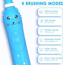 Kids Sonic Electric Toothbrush, Rechargeable Smart Toothbrush for Children Toothbrush for Toddlers Boys Girls Age 3-12 with 30s Reminder, 2 Mins Timer, 6 Modes, 6 Brush Heads, Wall-Mounted Holder by TinyTreasures Baby Boutique