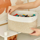 Small Cotton Rope Basket – Storage Bin for Organizing (10.6" x 6.7" x 6.7"), Bathroom Storage Basket for Shelf, Counter & Closet（White & Mixed Camel） by GreenHaven Gardens