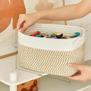 Small Cotton Rope Storage Basket Set of 3-11"x7"x7" Perfect Woven Baskets for Storage, Ideal Storage Baskets for Organizing Toys, Towels, and More - Baskets for Shelves（White & Mixed Camel） by CozyNest Decor