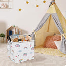 FANKANG Square Nursery Hamper Storage Bins Canvas Laundry Basket Foldable with Waterproof PE Coating Storage Baskets Gift Baskets for Children, Office, Bedroom, Clothes（Square-Love Rainbow ） by TinyTreasures Baby Boutique