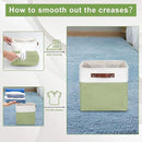 Collapsible Fabric Storage Cubes 11x11 Cube Storage Bins, 4 Pack Closet Baskets Box with Handles for Organizing, Shelf, Toys, Clothes, Home, Office, Nursery (Green&White) by CozyNest Decor