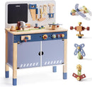 ROBUD Wooden Toy Workbench, Large Kid's Wooden Play Tool, Pretend Play Creative Building Set, Construction Workshop Tool Bench Toys, Gift for Girls & Boys, 3+ by TinyTreasures Baby Boutique
