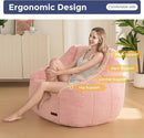MAXYOYO Bean Bag Chair, Comfy Bean Bag Sofa with Back Support, Faux Fur Bean Bag Chair for Adults and Kids, Stuffed Floor Sofa for Living Room, Bedroom, Apartment, Pink by CozyNest Decor